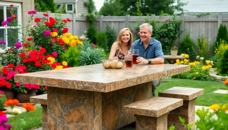 outdoor stone table