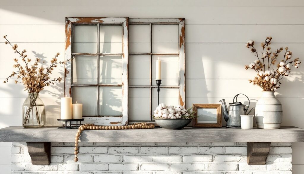 farmhouse mantel decor